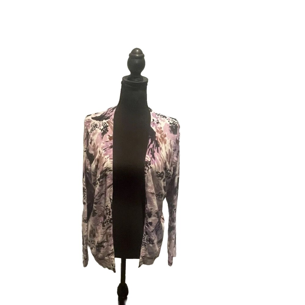 Merona Women's Purple Multicolor Floral Cardigan Sweater Size XL
